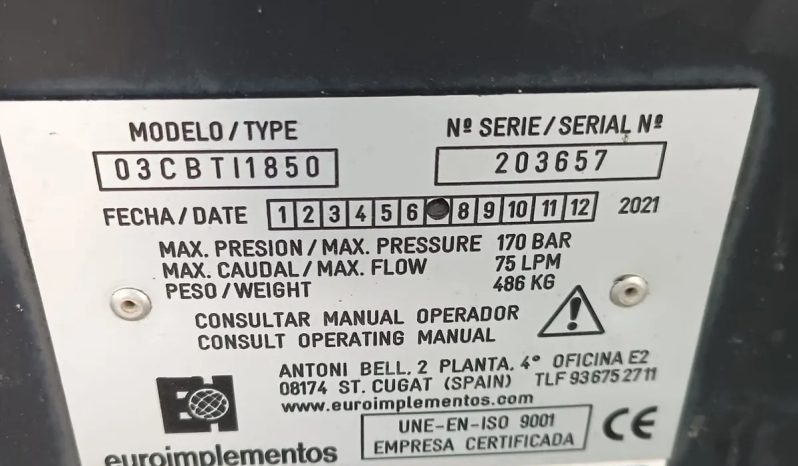 
								Barredora para minicargador Marca Euroimplementos Modelo: 03CBT1850 Año: 2021 completo									