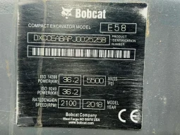 Exc. Bobcat E58 horas 4659 año 2018